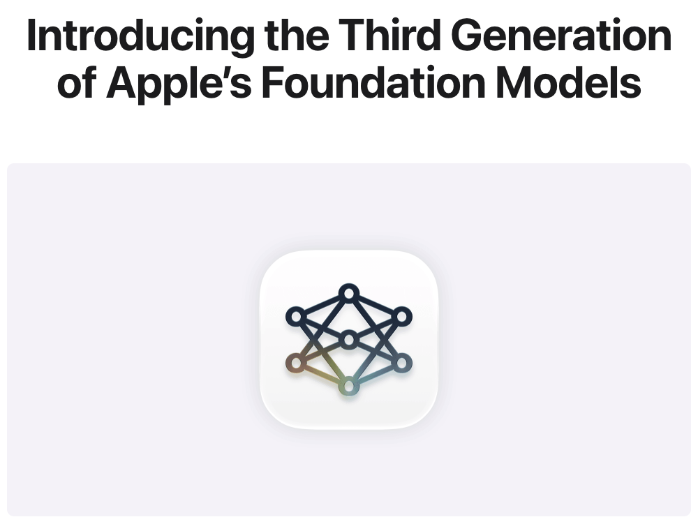 Apple — 'Introducing the Third Generation of Apple's Foundation Models' announcement header (WWDC26)